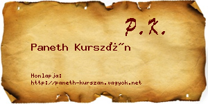 Paneth Kurszán névjegykártya